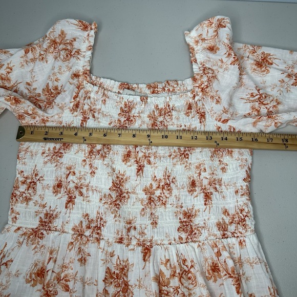 Loft Smocked Square Neck Top Size S Cottagecore Floral Boho - Picture 6 of 8